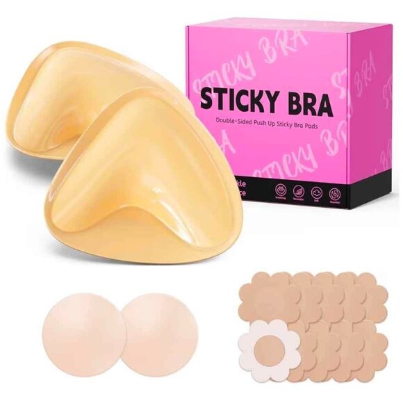Ultra Push up Sticky Bra Pads, Size Medium in Beige - Picture 7 of 8